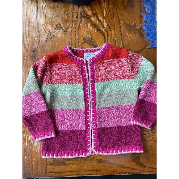 Simply Basic Other - Vintage Toddler Girls Striped Cardigan Sweater Simply Basic 1990s Size 3T